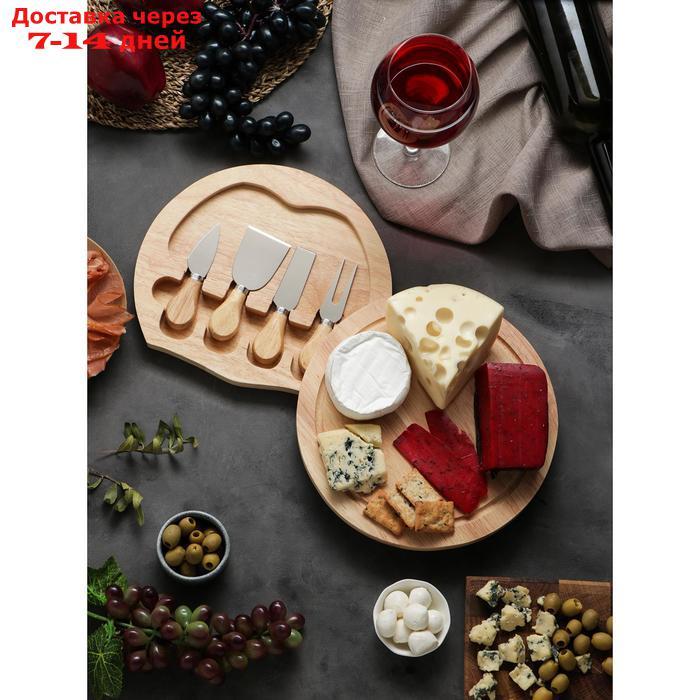 Набор для подачи сыра, доска из дуба 25×25×3,5 см, 4 ножа для сыра - фото 5 - id-p227014960