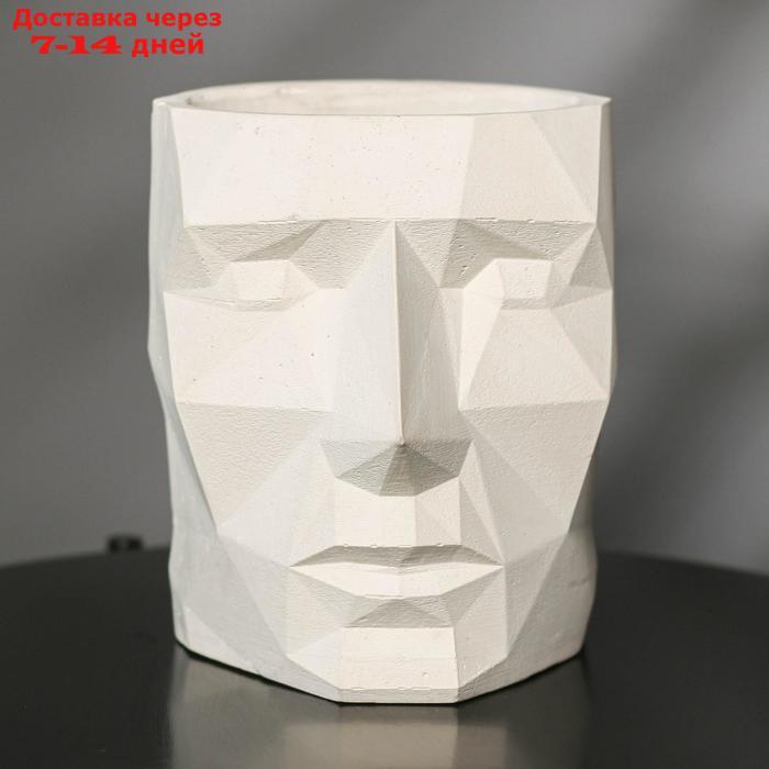 Кашпо полигональное "Голова", цвет белый, 16 × 20 см - фото 1 - id-p227098527