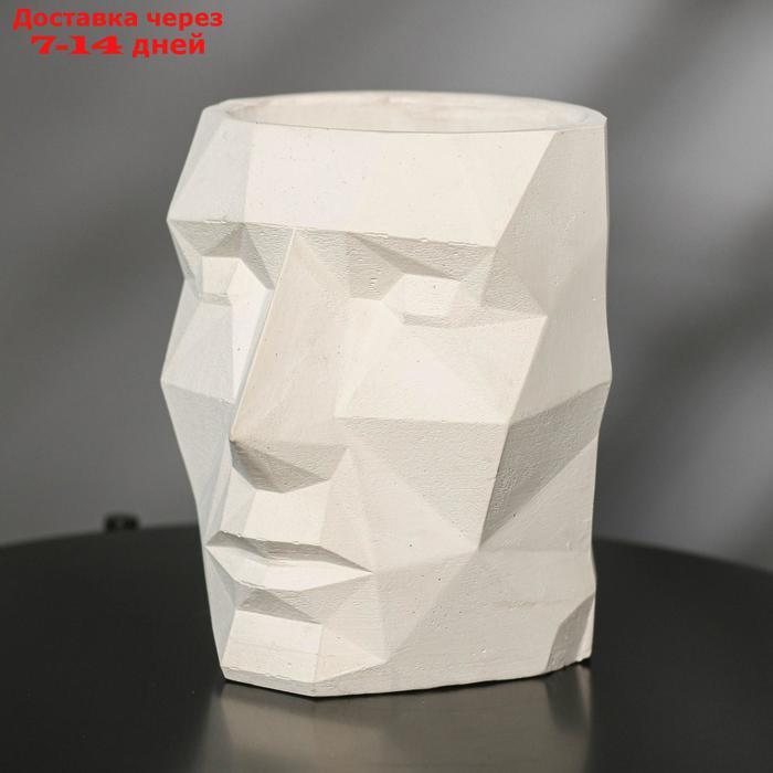 Кашпо полигональное "Голова", цвет белый, 16 × 20 см - фото 2 - id-p227098527