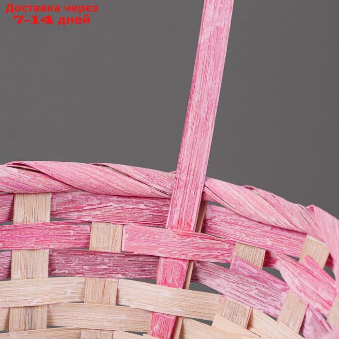 Корзина плетеная 19х9/34 см, розовый, бамбук - фото 2 - id-p227127134