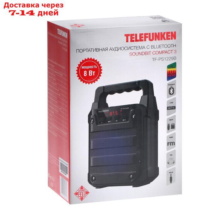 Портативная колонка Telefunken TF-PS1229B, 8Вт, 1200мАч, FM, BT 5.0, microSD, USB, подсветка - фото 5 - id-p227118128