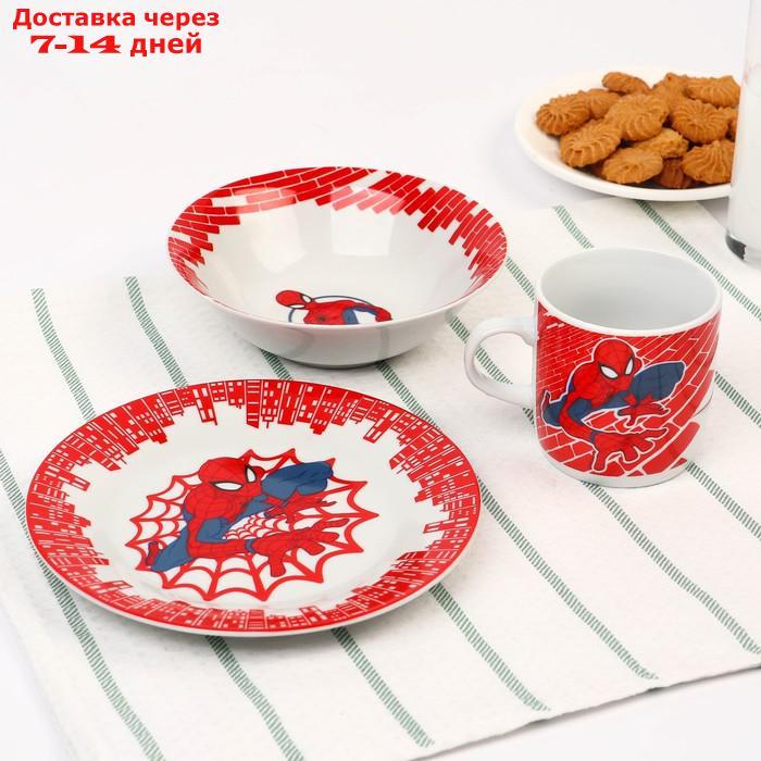 Набор посуды "Человек-паук", 4 предмета: тарелка Ø 16,5 см, миска Ø 14 см, кружка 200 мл, коврик в подарочной - фото 4 - id-p227107641