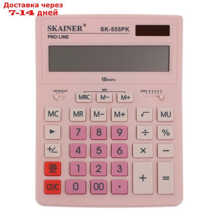 Калькулятор настольный большой, 12-разрядный, SKAINER SK-555PK, 2 питание, 2 память, 155 x 205 x 35 мм, - фото 2 - id-p227113224