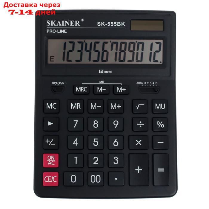 Калькулятор настольный большой, 12-разрядный, SKAINER SK-555BK, 2 питание, 2 память, 155 x 205 x 35 мм, черный - фото 2 - id-p227113225