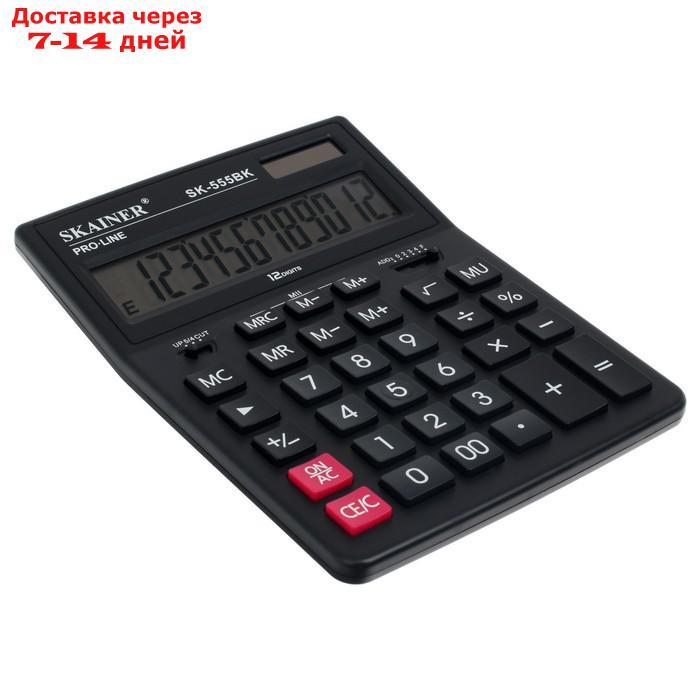 Калькулятор настольный большой, 12-разрядный, SKAINER SK-555BK, 2 питание, 2 память, 155 x 205 x 35 мм, черный - фото 3 - id-p227113225