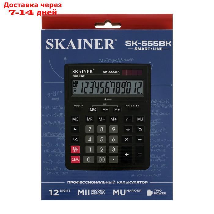 Калькулятор настольный большой, 12-разрядный, SKAINER SK-555BK, 2 питание, 2 память, 155 x 205 x 35 мм, черный - фото 6 - id-p227113225
