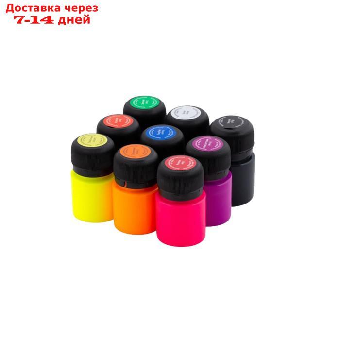 Набор акриловых красок по ткани, 9 цветов 20 мл, ЗХК Decola, неоновые - фото 4 - id-p227130106