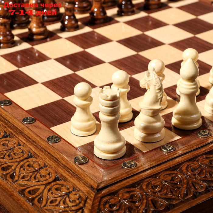 Шахматы ручной работы "Гроссмейстер" глубокая резка, на ножках, 55х55 см, Армения - фото 2 - id-p227119435