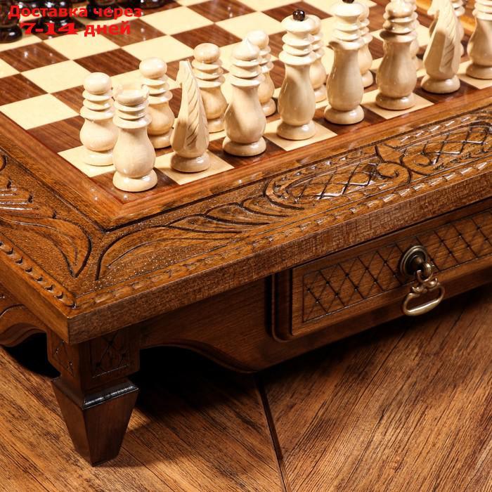 Шахматы ручной работы "Классика с резкой", на ножках, 50х50 см, Армения - фото 5 - id-p227119437