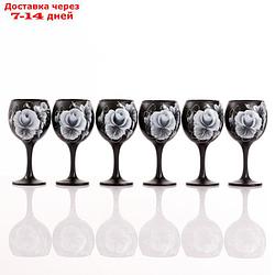 Набор бокалов для вина "Розы" 6 шт, 220 мл