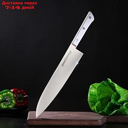 Нож кухонный гранд шеф Samura Harakiri, лезвие 24 см, белая рукоять, сталь AUS-8