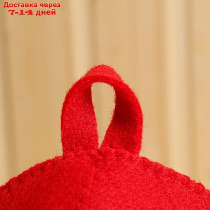 Набор банный подарочный "Зимушка" ( коврик, рукавица, шапка), войлок, красная - фото 3 - id-p227100124