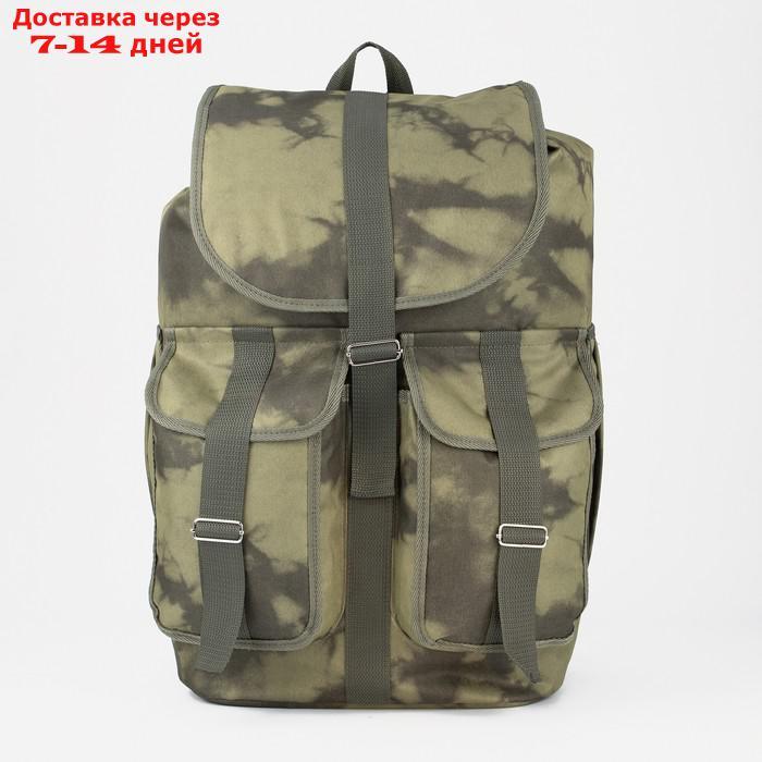 Рюкзак туристический, 55 л, отдел на шнурке, 3 наружных кармана, цвет хаки - фото 1 - id-p227130119