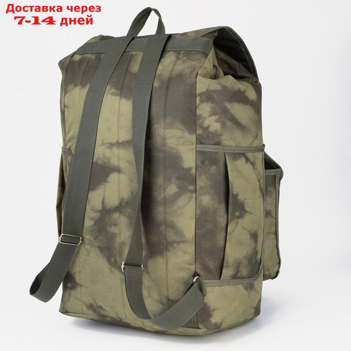 Рюкзак туристический, 55 л, отдел на шнурке, 3 наружных кармана, цвет хаки - фото 2 - id-p227130119