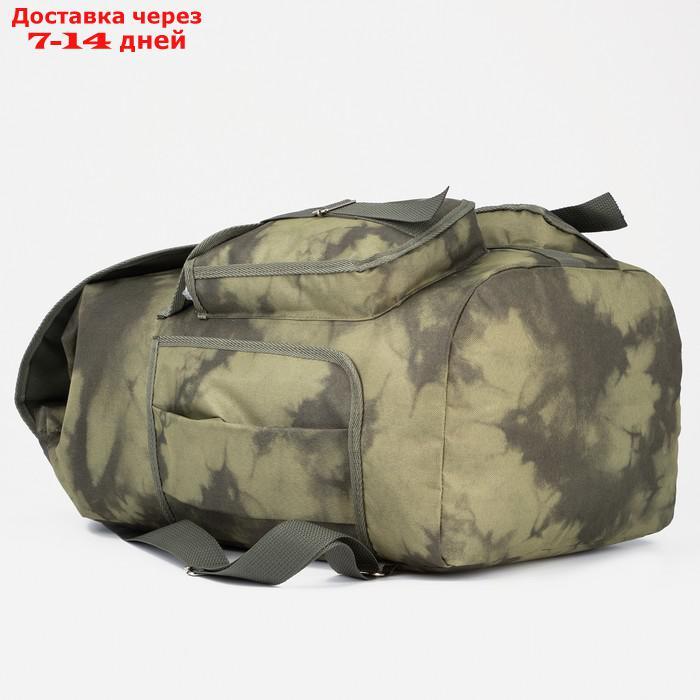 Рюкзак туристический, 55 л, отдел на шнурке, 3 наружных кармана, цвет хаки - фото 3 - id-p227130119