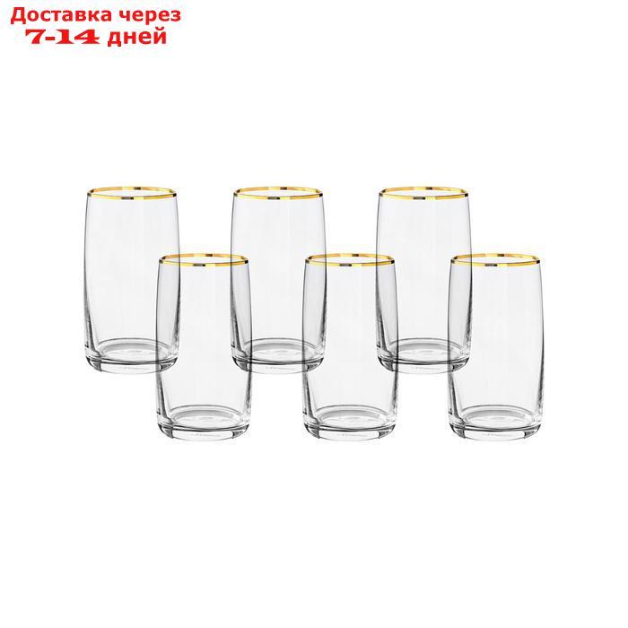 Набор стаканов для воды, декор "Отводка золото", 250 мл x 6 шт. - фото 2 - id-p227103800