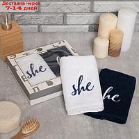 Набор полотенец "She & He" 30х60 см-2 шт, 100% хлопок, 340г/м2