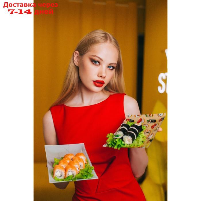 Набор для суши Доляна "Сет", 3 предмета: соусники 8×2 см, 8×6 см, подставка 25×15 см - фото 2 - id-p227016262