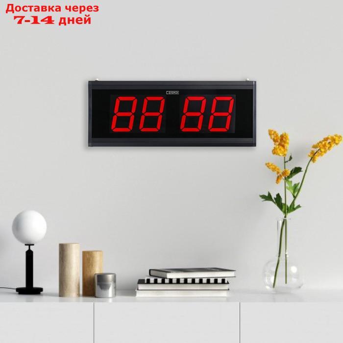 Часы настенные электронные "Соломон", 48 x 19 x 3 см, цифры красные 16 х 10 см - фото 2 - id-p227119464