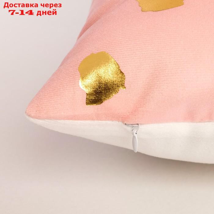 Подушка декоративная "Этель" Горошек розовый, 40х40 см, велюр, 100% п/э - фото 2 - id-p227098627