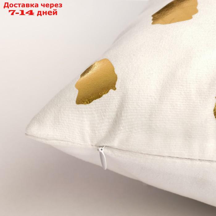 Подушка декоративная "Этель" Горошек белый, 40х40 см, велюр, 100% п/э - фото 2 - id-p227098628