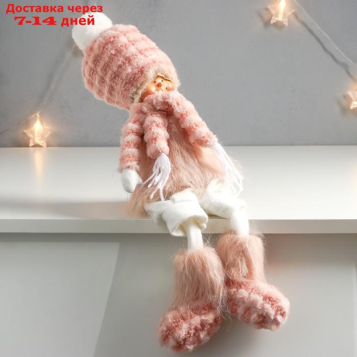 Кукла интерьерная "Мальчишка-кудряш в розовом меховом костюме" длинные ножки 51х10,5х13,5 см 75753 - фото 3 - id-p227119476