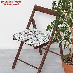 Сидушка на стул Доляна Olives 42х42 см, 100% хл, рогожка 164 г/м2