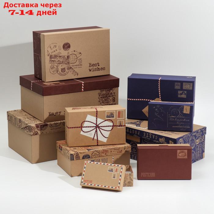Набор подарочных крафтовых коробок 10 в 1 "Почта", 12 × 7 × 4 - 32.5 × 20 × 12.5 см - фото 1 - id-p227100215