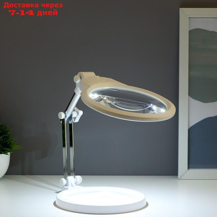 Cветильник с увеличительным стеклом для творчества LEDх2 от 3ААА белый 24,5х22х15,5 см - фото 2 - id-p227119480