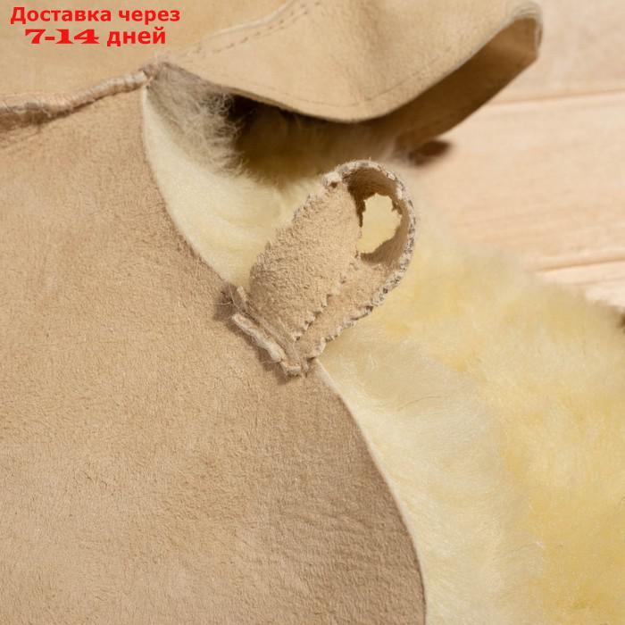 Шапка для бани из овчины "Будёновка" скорняжный шов, бежевый - фото 5 - id-p227121975