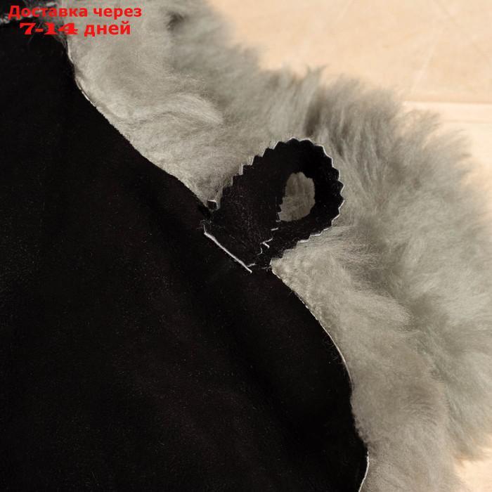 Шапка для бани из овчины "Будёновка" скорняжный шов, черный - фото 3 - id-p227121977