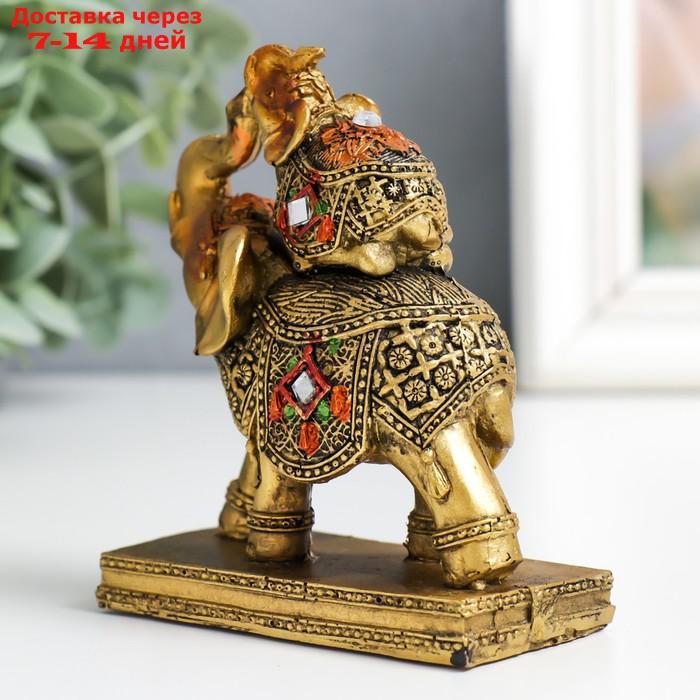 Сувенир полистоун "Слонёнок на слонихе" на подставке бронза 8х4х10 см - фото 3 - id-p227125147