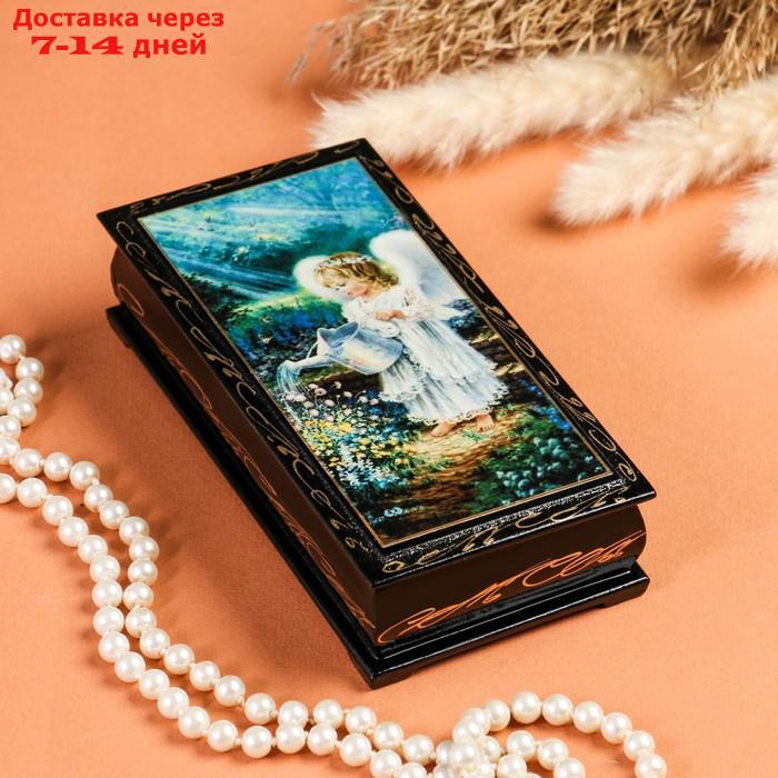 Шкатулка - купюрница "Ангел с лейкой", 8,5×17 см, лаковая миниатюра - фото 1 - id-p227096977