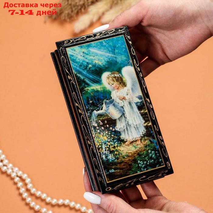 Шкатулка - купюрница "Ангел с лейкой", 8,5×17 см, лаковая миниатюра - фото 3 - id-p227096977