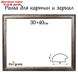 Рама для картин (зеркал) 30 х 40 х 2.7 см, пластиковая, Calligrata, цвет мокрый асфальт