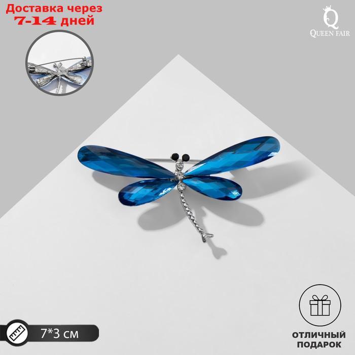 Брошь "Стрекоза", граненые крылья, цвет синий в серебре - фото 1 - id-p227109637