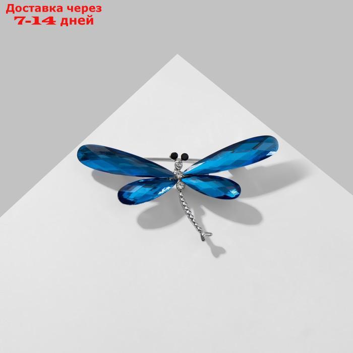 Брошь "Стрекоза", граненые крылья, цвет синий в серебре - фото 3 - id-p227109637