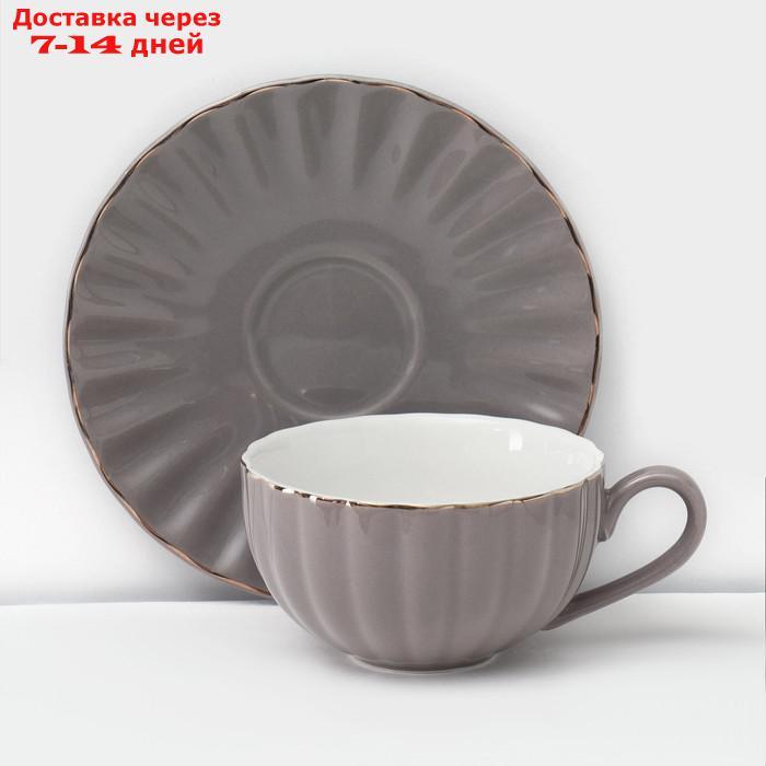 Чайный сервиз "Вивьен": 6 чашек 200 мл, 6 блюдец d=15 см, цвет серый - фото 4 - id-p227016321
