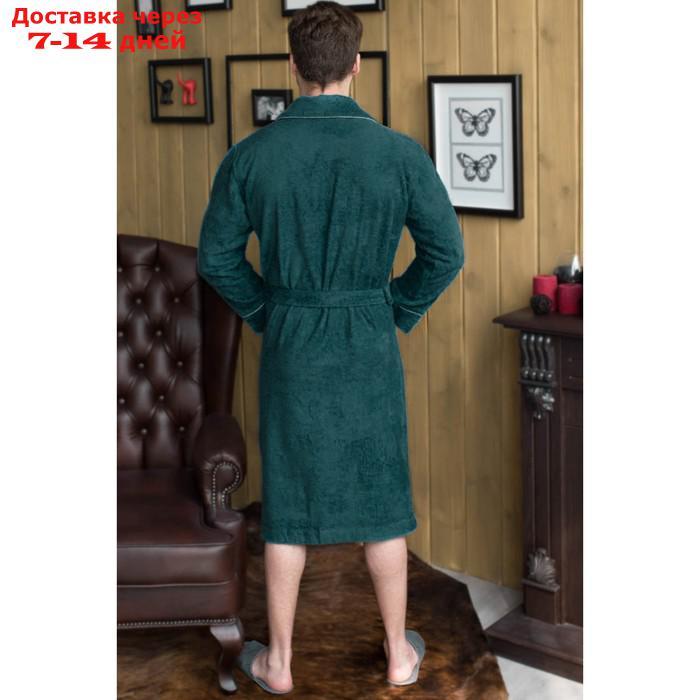 Халат мужской, шалька+кант, размер 58, цвет зелёный, махра - фото 3 - id-p227095420
