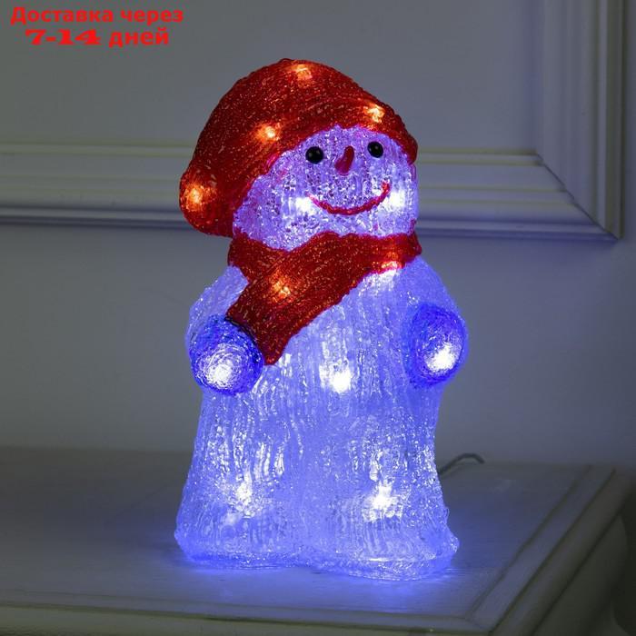 Фигура акрил. "Снеговик с шарфиком" 13х15х25 см, контроллер с димером, 30 LED, 220V - фото 1 - id-p227100319