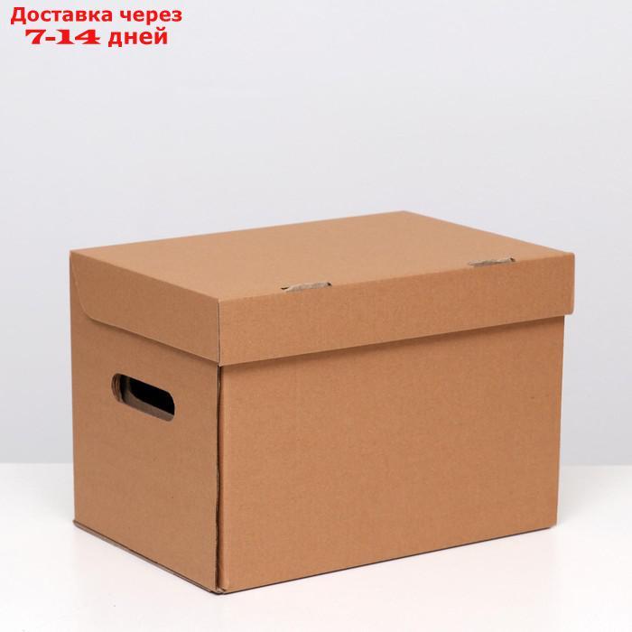 Коробка(ящик) для хранения "А4", бурая, 32,5 x 23,5 x 23,5 - фото 1 - id-p227103982