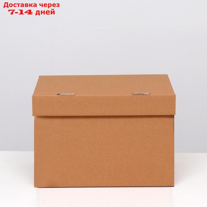 Коробка(ящик) для хранения "А4", бурая, 32,5 x 23,5 x 23,5 - фото 2 - id-p227103982