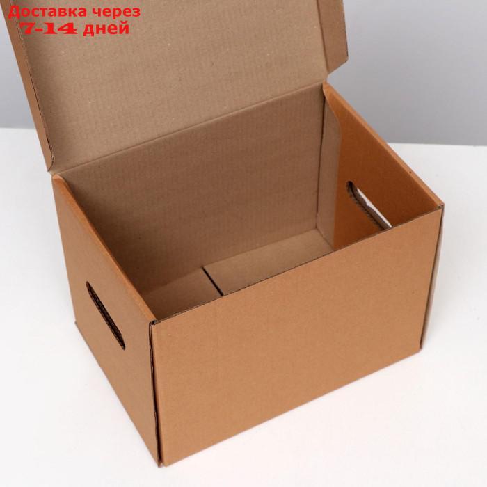 Коробка(ящик) для хранения "А4", бурая, 32,5 x 23,5 x 23,5 - фото 4 - id-p227103982