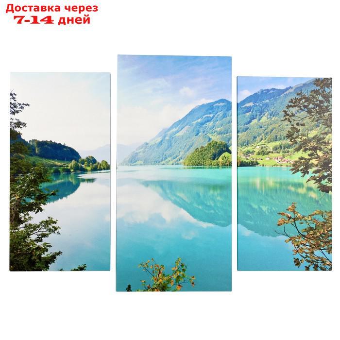 Картина модульная на подрамнике "Горное озеро" (2-25х50, 30х60см) 80х60 см - фото 1 - id-p227098737