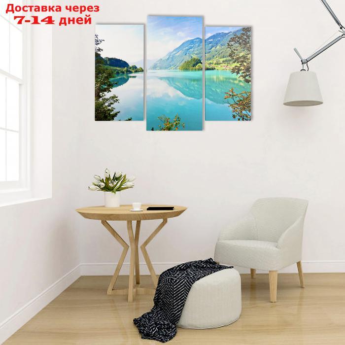 Картина модульная на подрамнике "Горное озеро" (2-25х50, 30х60см) 80х60 см - фото 4 - id-p227098737