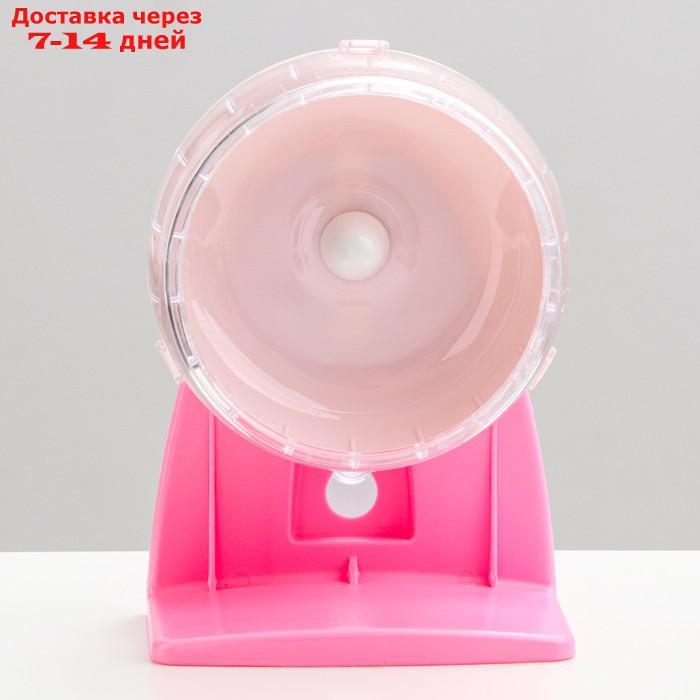 Колесо для грызунов Carno тихое, на подставке, 12 см, розовое - фото 2 - id-p227122032
