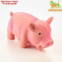 Игрушка хрюкающая для собак из латекса "Хрюшка", 16 см, розовая