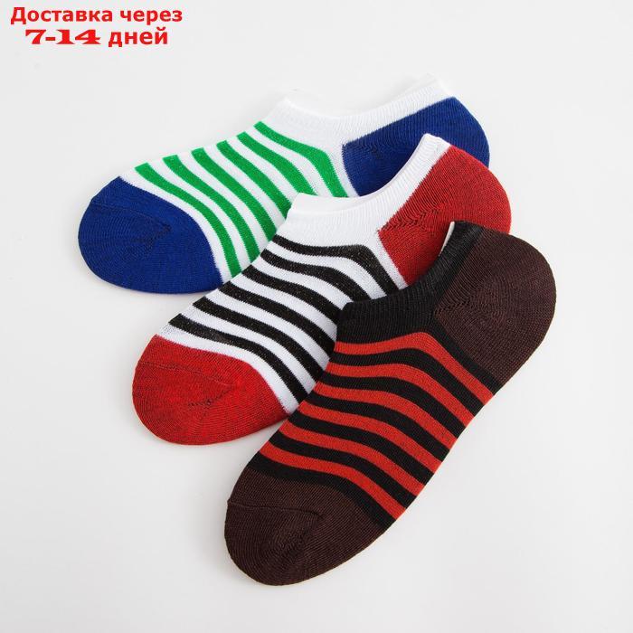 Набор носков мужских укороченных MINAKU "Полоски", 3 пары, размер 40-41 (27 см) - фото 1 - id-p227114930