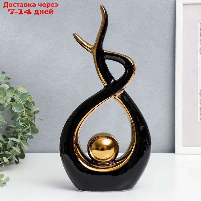 Сувенир керамика "Абстракция. Прикосновение. Шар" чёрный с золотом 31х6х16 см