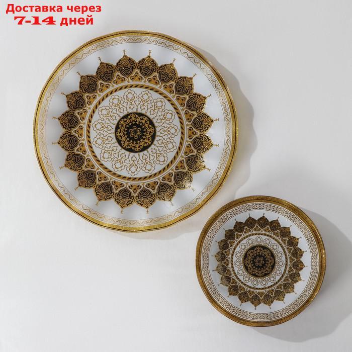 Набор столовый 7 предметов "Мехенди", (30 см - 1 шт, 18 см - 6 шт), цвет белый с золотым - фото 2 - id-p227105780
